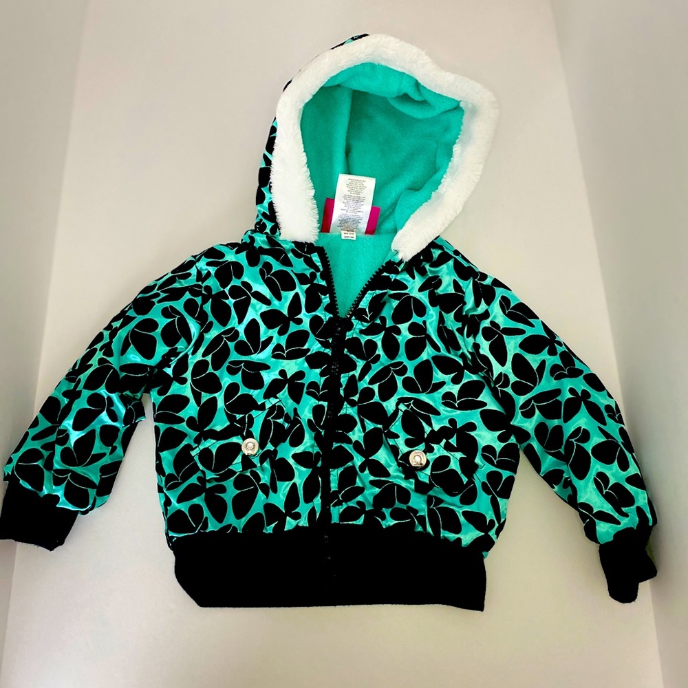 Teal (Blue) & Black Baby / Toddler Winter Coat 18m
